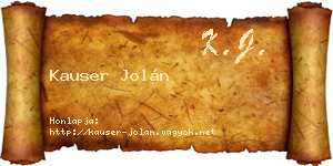 Kauser Jolán névjegykártya